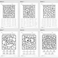 8 Rechenmalblätter Herbst: Zahlenraum 1.000 (Überblick)