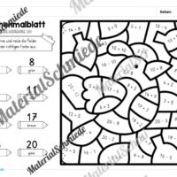 8 Rechenmalblätter zum Herbst im Zahlenraum 20 (Vorschau 05)