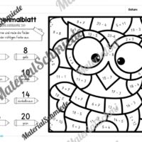 8 Rechenmalblätter zum Herbst im Zahlenraum 20 (Vorschau 06)