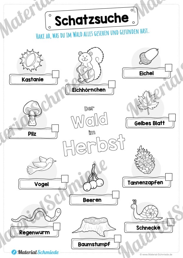 Arbeitsblatt: Schatzsuche im Herbst (Vorschau)