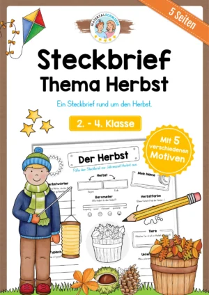 Steckbrief Herbst (2. - 4. Klasse) mit 5 Motiven