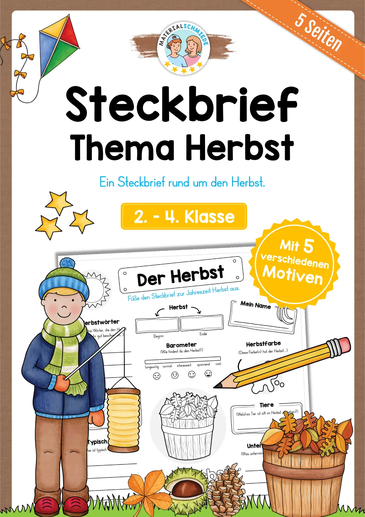 Steckbrief Herbst (2. - 4. Klasse) mit 5 Motiven