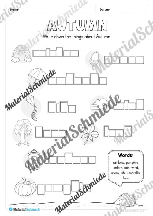 Workbook Herbst/Autumn auf Englisch (Arbeitsblatt 05)