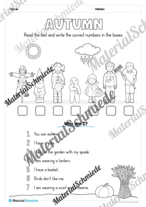 Workbook Herbst/Autumn auf Englisch (Arbeitsblatt 18)