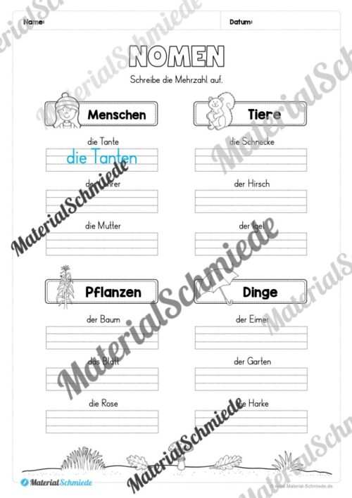 Arbeitsheft Wortarten - Thema Herbst (Arbeitsblatt 04)