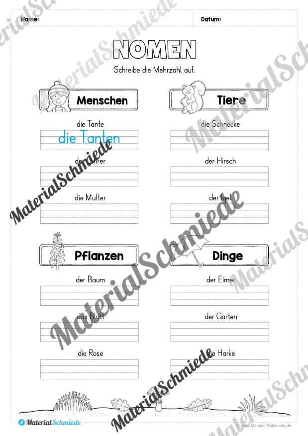 Arbeitsheft Wortarten – Thema Herbst (Arbeitsblatt 04)