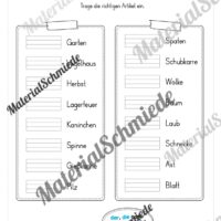 Arbeitsheft Wortarten - Thema Herbst (Arbeitsblatt 06)