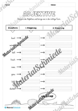 Arbeitsheft Wortarten – Thema Herbst (Arbeitsblatt 07)