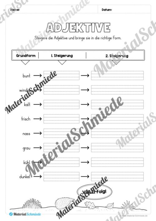 Arbeitsheft Wortarten - Thema Herbst (Arbeitsblatt 07)