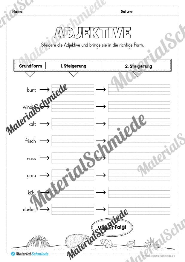 Arbeitsheft Wortarten – Thema Herbst (Arbeitsblatt 07)