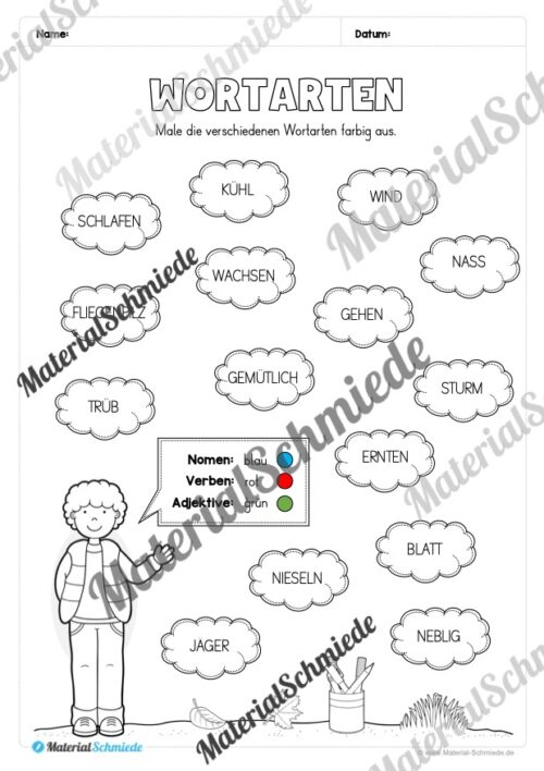 Arbeitsheft Wortarten - Thema Herbst (Arbeitsblatt 13)