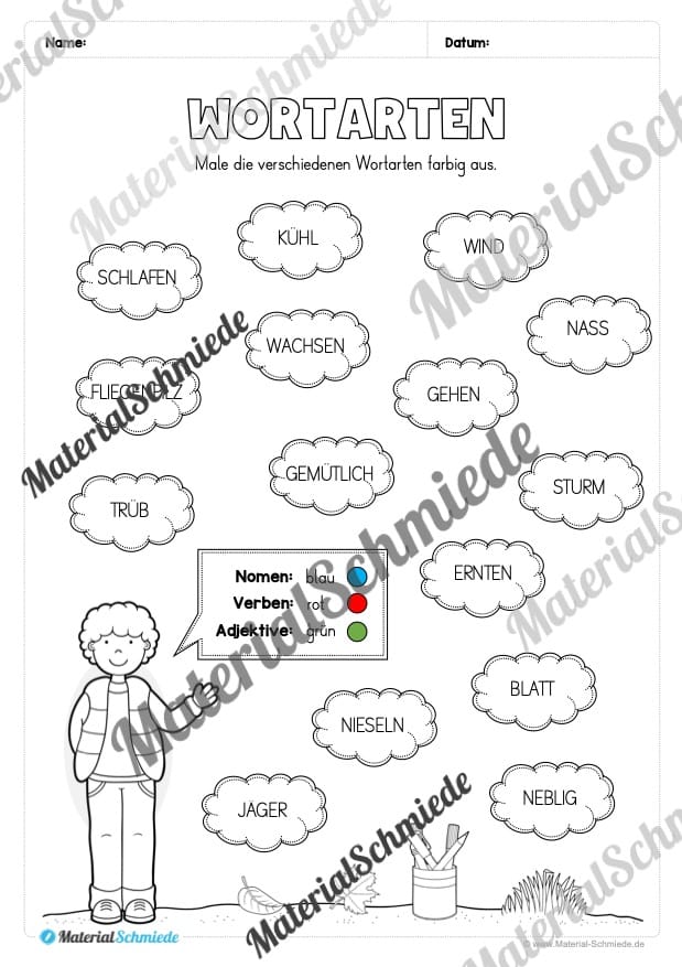 Arbeitsheft Wortarten – Thema Herbst (Arbeitsblatt 13)