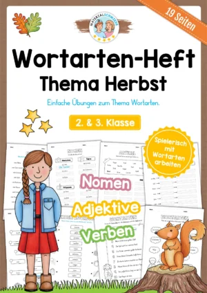 Arbeitsheft Wortarten - Thema Herbst (19 Arbeitsblätter) - 2. & 3. Klasse