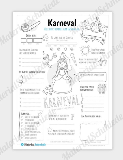 Steckbrief: Karneval (für Mädchen)