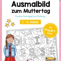 Pop-Art Ausmalbild zum Muttertag (1. - 4. Klasse)
