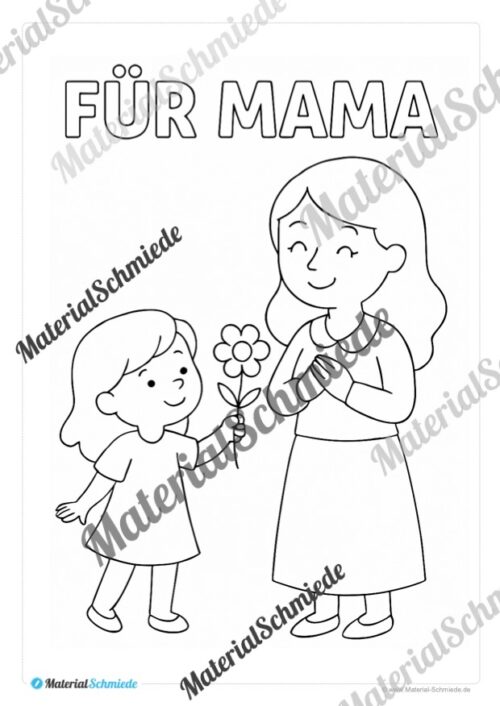 Ausmalbilder zum Muttertag (Arbeitsblatt 01)