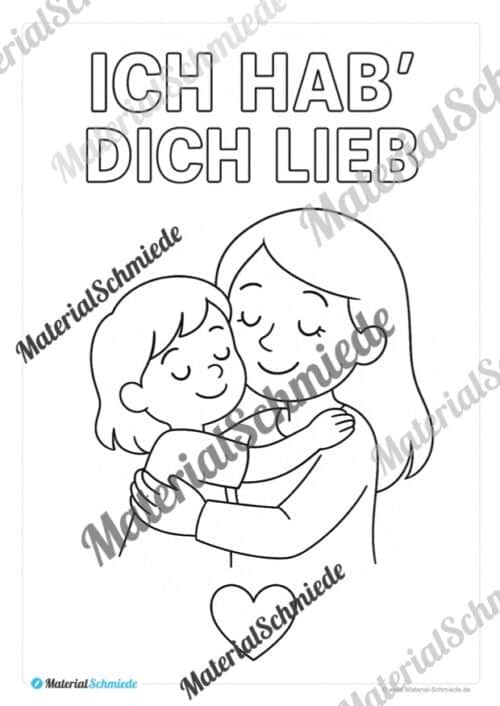 Ausmalbilder zum Muttertag (Arbeitsblatt 03)