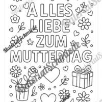 Ausmalbilder zum Muttertag (Arbeitsblatt 07)