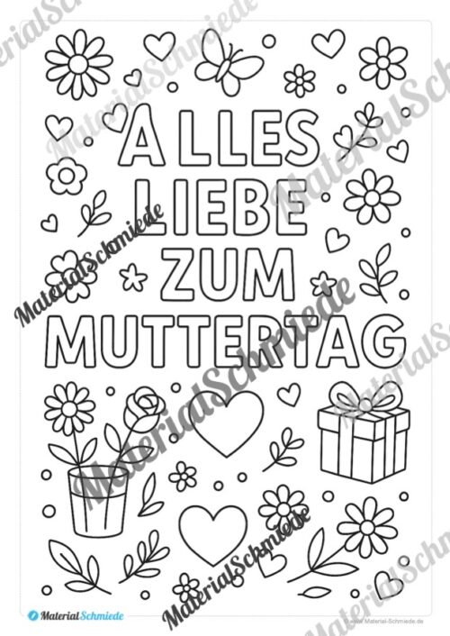 Ausmalbilder zum Muttertag (Arbeitsblatt 07)