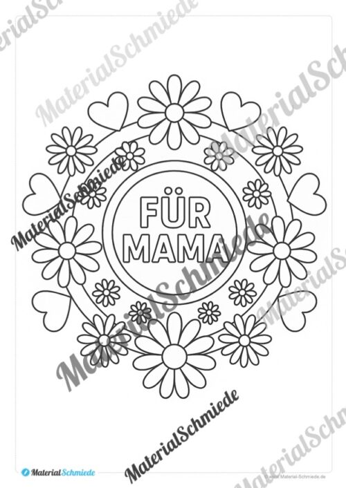 Ausmalbilder zum Muttertag (Arbeitsblatt 09)