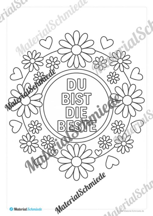 Ausmalbilder zum Muttertag (Arbeitsblatt 10)