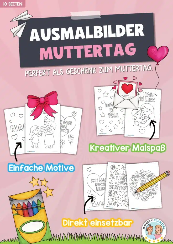Ausmalbilder zum Muttertag (10 Seiten)