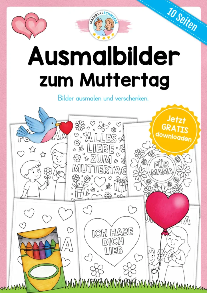 Kostenlose Ausmalbilder zum Muttertag (10 Seiten)