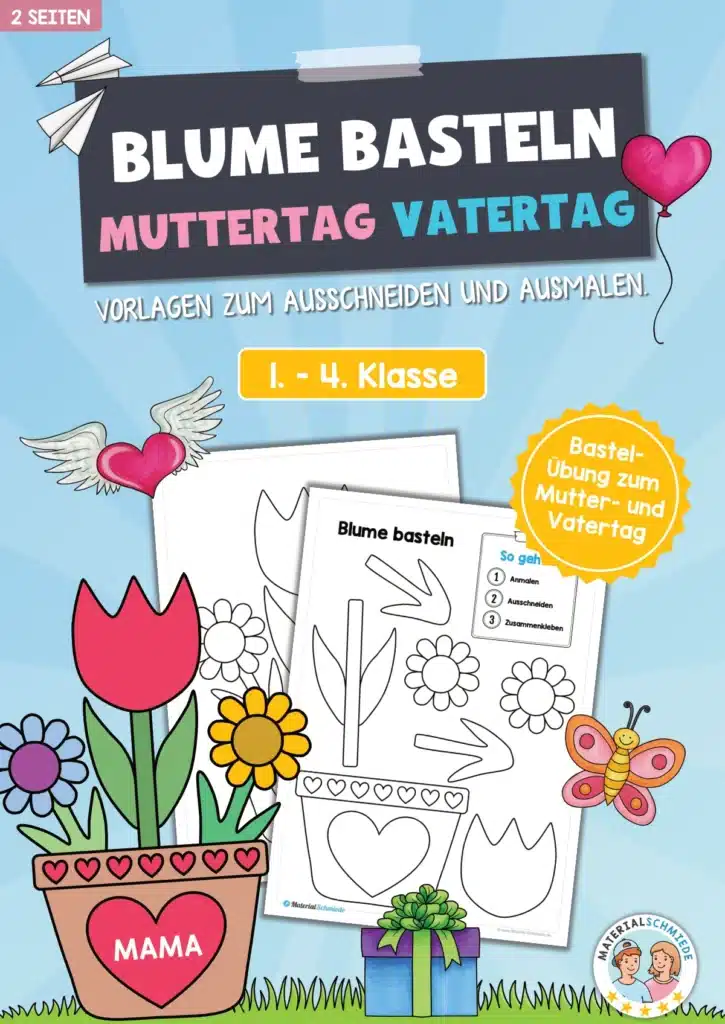 Vorlage: Blume basteln zum Muttertag / Vatertag