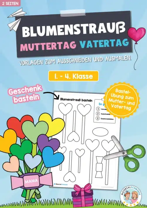 Vorlage: Blumenstrauß basteln zum Muttertag / Vatertag