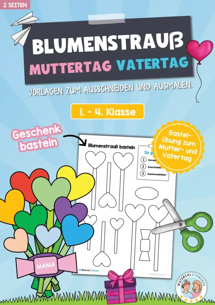 Vorlage: Blumenstrauß basteln zum Muttertag / Vatertag