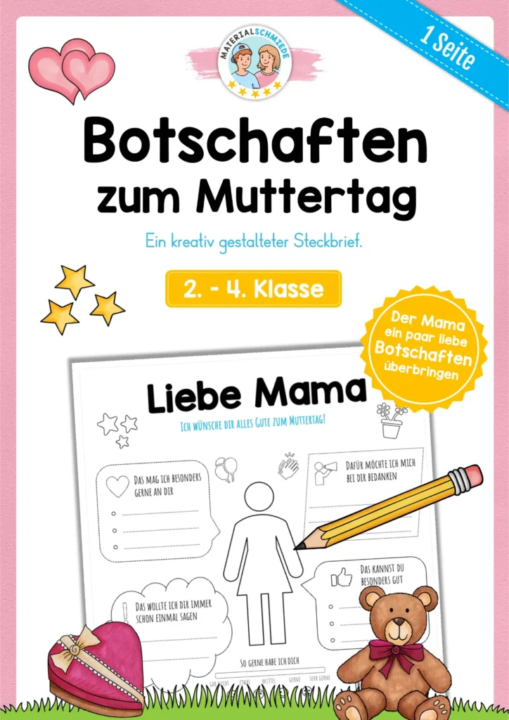 Arbeitsblatt: Botschaften zum Muttertag überbringen (2. -4. Klasse)