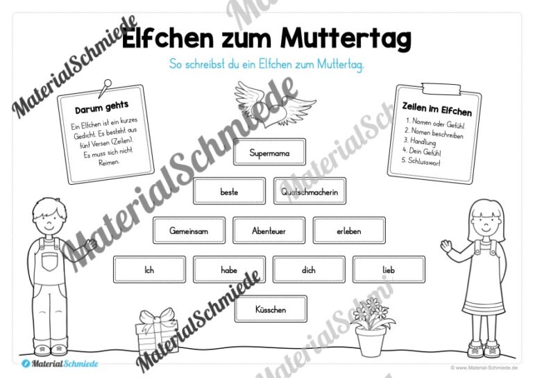 Elfchen zum Muttertag (Beispiel)