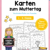 Kostenlose Karten zum Muttertag - 4 Vorlagen (1. - 4. Klasse)