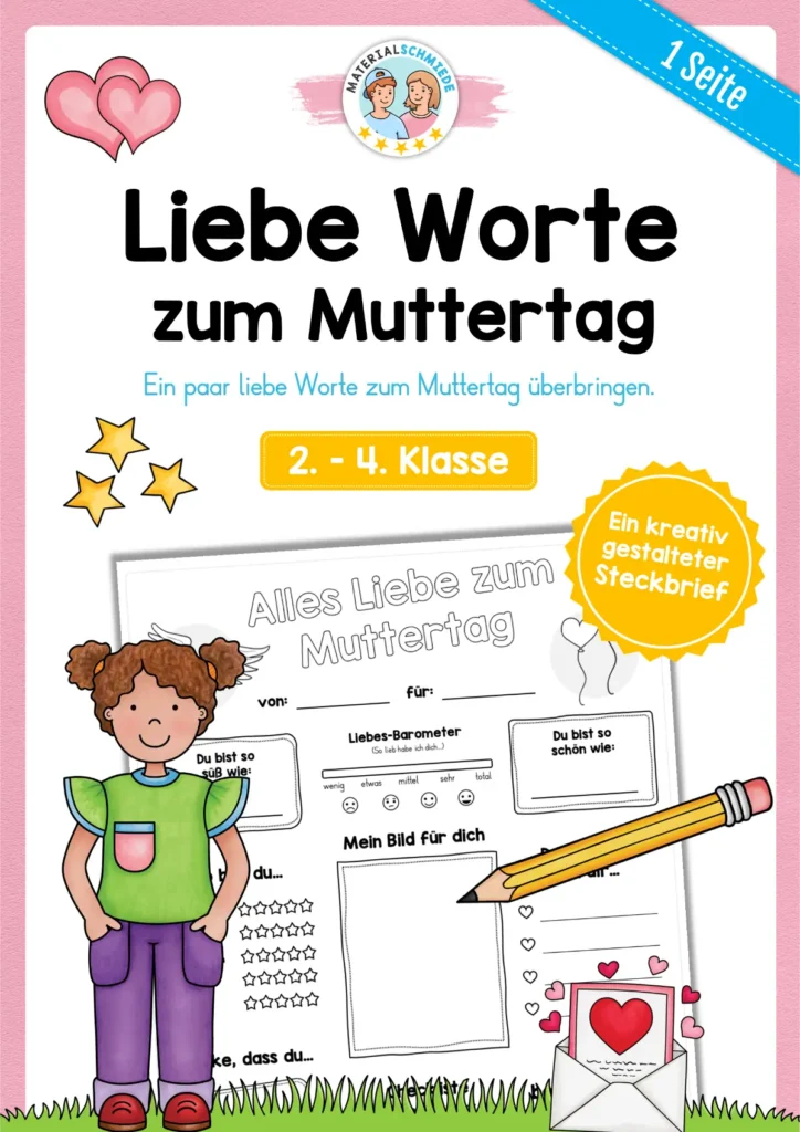 Arbeitsblatt: Liebe Worte zum Muttertag überbringen (2. - 4. Klasse)