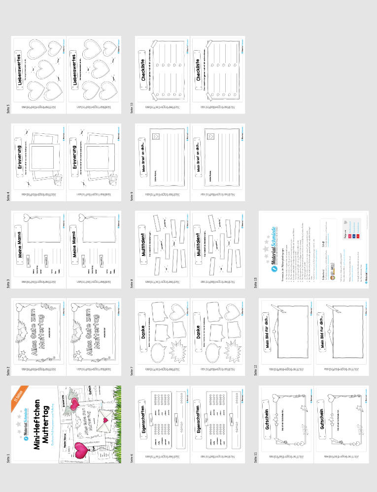 Mini-Heftchen zum Muttertag (Überblick)