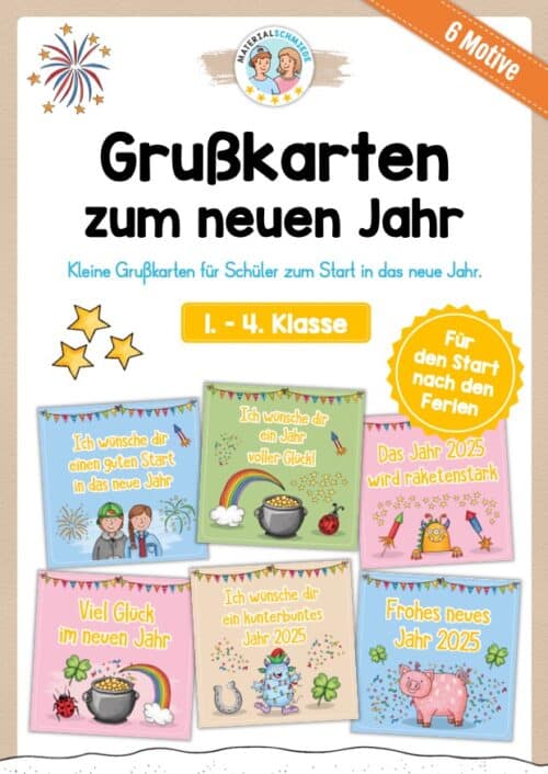 Grußkarten zum neuen Jahr für Kinder in der Grundschule