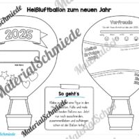 Heißluftballons zum neuen Jahr 2025 (Arbeitsblatt 05)
