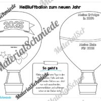 Heißluftballons zum neuen Jahr 2025 (Arbeitsblatt 06)