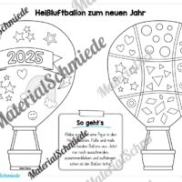 Heißluftballons zum neuen Jahr 2025 (Arbeitsblatt 08)