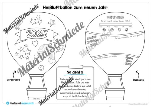 Heißluftballons zum neuen Jahr 2025 (Arbeitsblatt 11)