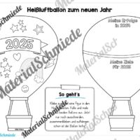 Heißluftballons zum neuen Jahr 2025 (Arbeitsblatt 12)