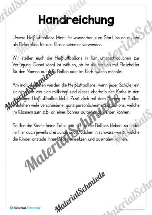 Heißluftballons zum neuen Jahr 2025 (Arbeitsblatt 14)
