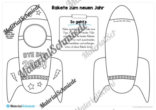 Raketen zum neuen Jahr 2025 (Arbeitsblatt 04)
