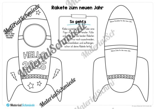 Raketen zum neuen Jahr 2025 (Arbeitsblatt 12)