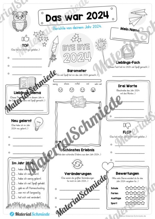 Steckbrief: Das war mein Jahr 2025 (Vorschau Arbeitsblatt)