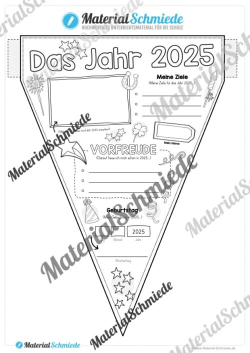 Wimpel: Das kommt im Jahr 2025 (Vorschau Arbeitsblatt)