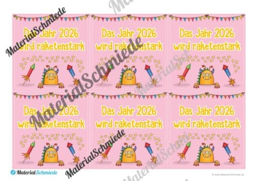 Grußkarten zum neuen Jahr 2026 (6 Motive) - Arbeitsblatt 05