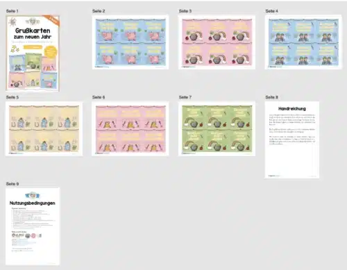 Grußkarten zum neuen Jahr 2026 (6 Motive) - Überblick