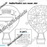 Heißluftballons zum neuen Jahr 2026 (Arbeitsblatt 02)