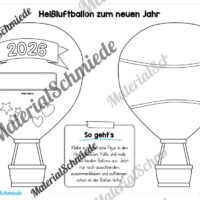 Heißluftballons zum neuen Jahr 2026 (Arbeitsblatt 03)